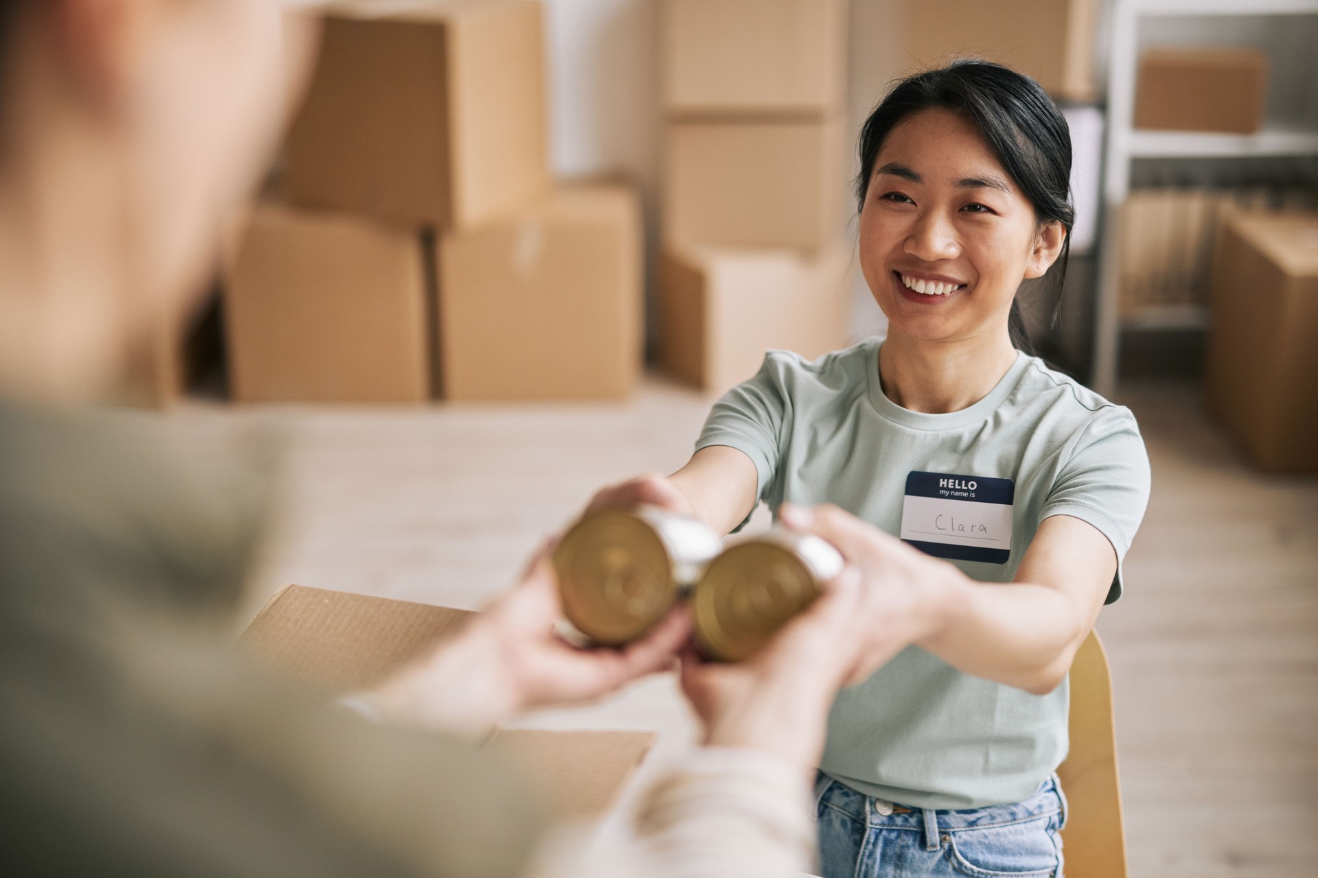 Smiling Young Woman Volunteering